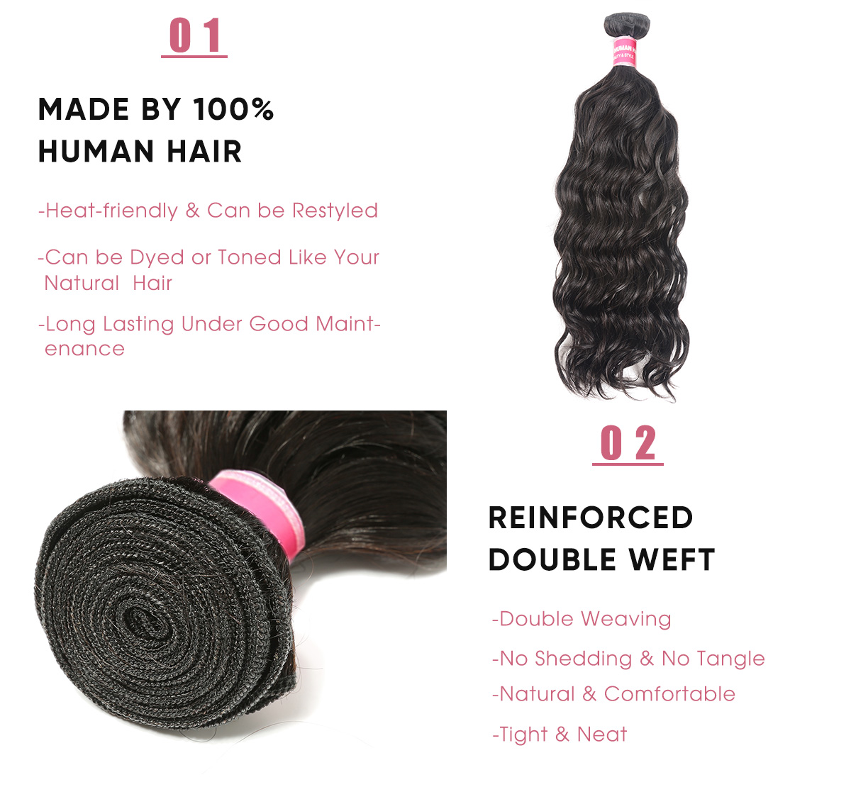 Kriyya Natural Wave Hair 3 Bundles Human Hair Bundles 8-26 Inch ...